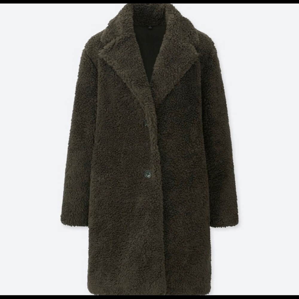 Green Uniqlo Pile Lined Fleece Jacket